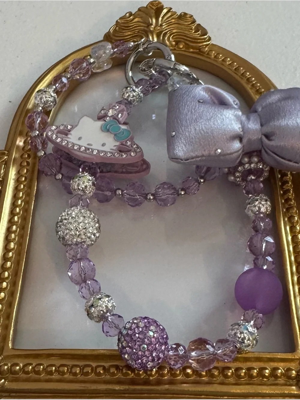 New Lavender Bow Crystal Beaded Phone Chain/Bag Chain